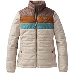 L.L. Bean Women's Cream, Brown, and Blue Puffer Jacket
